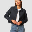 Serene Short Jacket Black Night Pinstripe