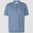 Silk / Cotton Short Sleeve Polo Cloud Blue