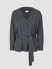 Skye Set Charcoal Melange Belted Overshirt & Wide Pants