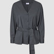 Skye Set Charcoal Melange Belted Overshirt & Wide Pants