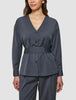 Skye Set Charcoal Melange Belted Overshirt & Wide Pants