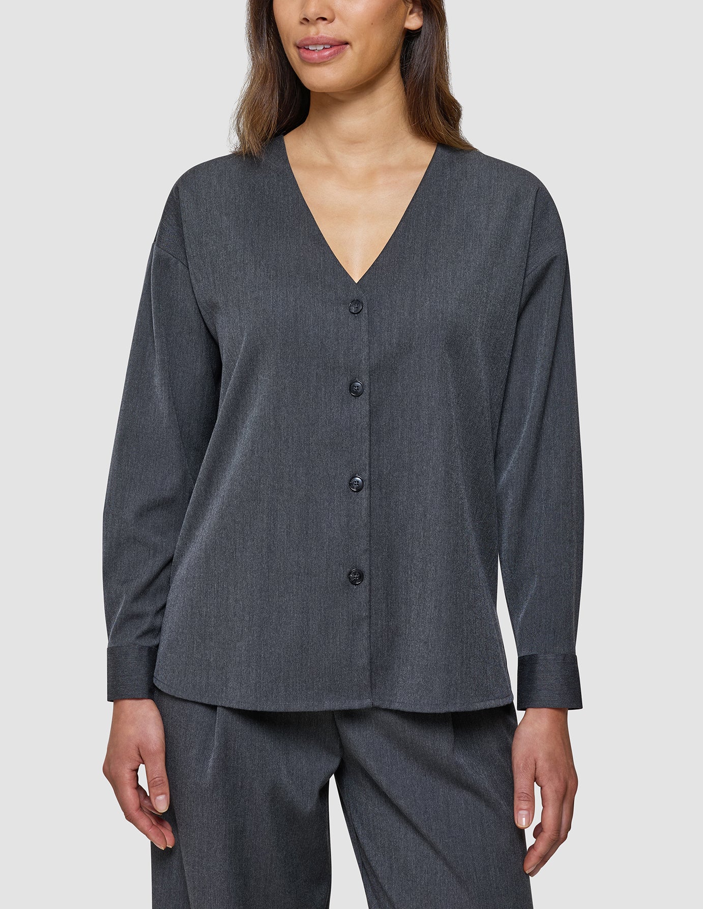 Women's Skye Belted Overshirt Charcoal Melange
