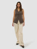 Women's Skye Long Vest Dark Chestnut Melange