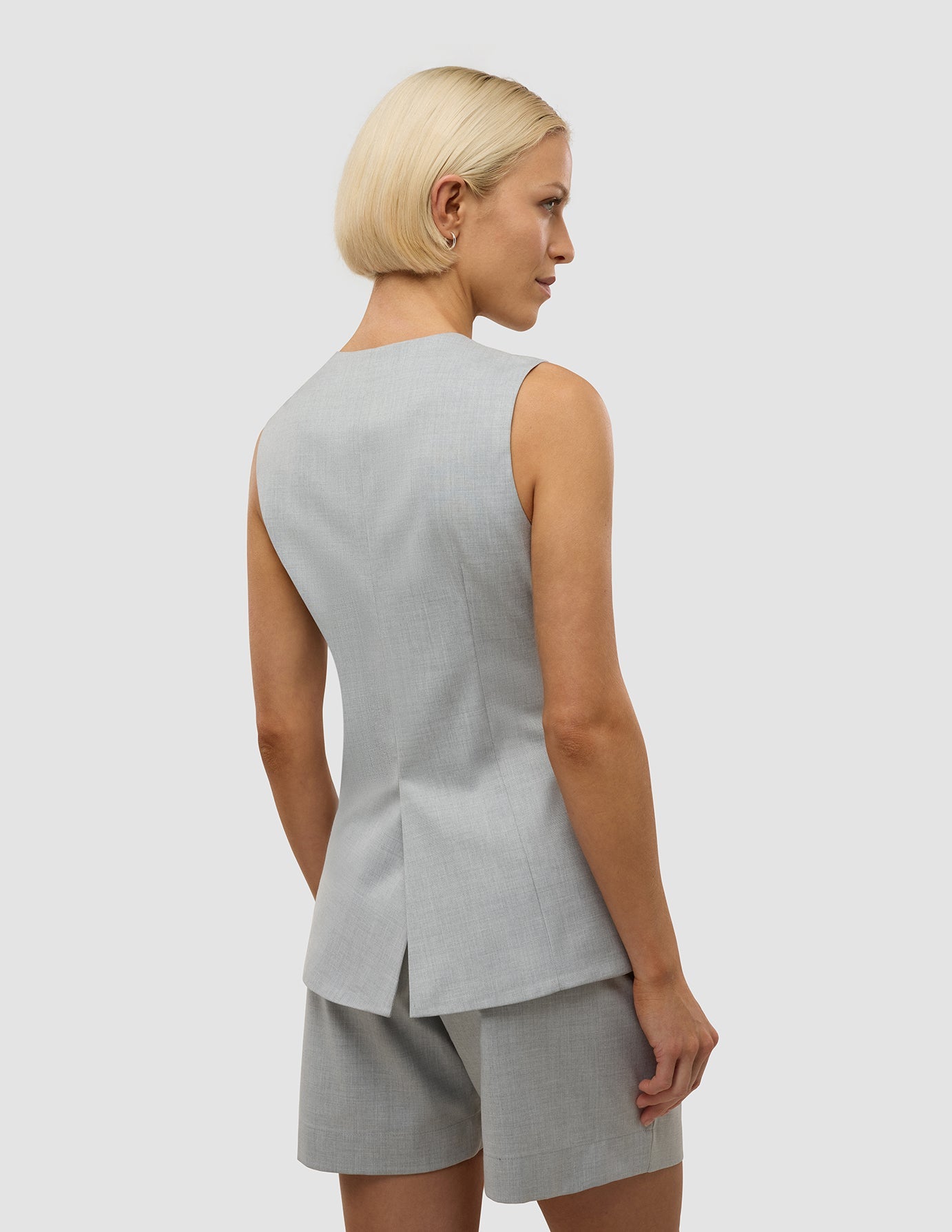 Skye Set Grey Pine Melange Long Vest & Shorts