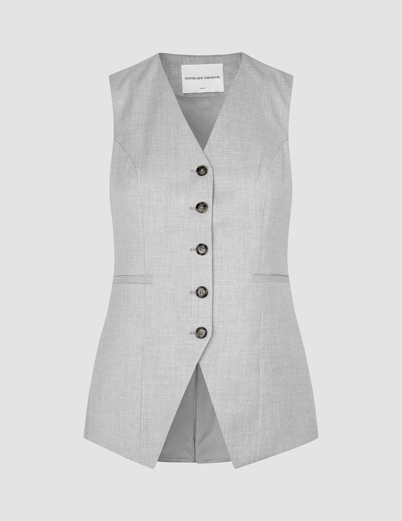 Skye Set Grey Pine Melange Long Vest & Shorts