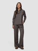 Skye Set Dark Chestnut Melange Shirt & Wide Pants