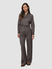 Skye Set Dark Chestnut Melange Shirt & Wide Pants