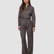 Skye Set Dark Chestnut Melange Shirt & Wide Pants