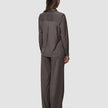 Skye Set Dark Chestnut Melange Shirt & Wide Pants