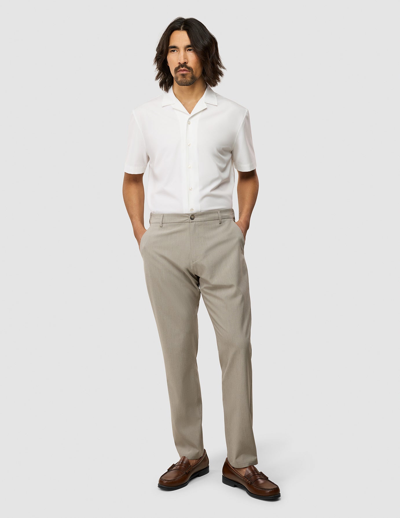 Tech Linen Elastic Pants Raw Beige