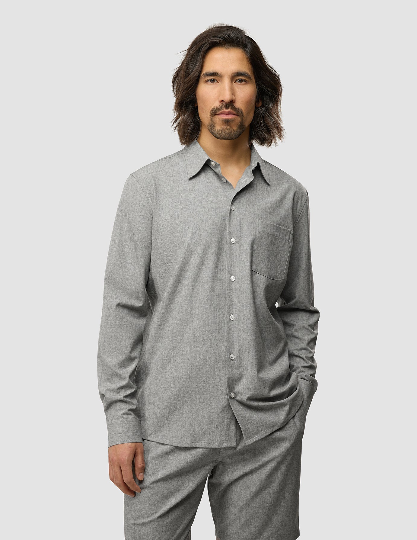 Tech Linen Casual Shirt Charcoal