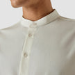 Tech Linen Mandarin Long Sleeve Shirt White