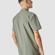 Tech Linen Bowling Short Sleeve Shirt Green Pinstripe