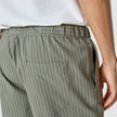 Tech Linen Elastic Shorts Green Pinstripe