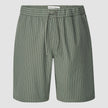 Tech Linen Elastic Shorts Green Pinstripe