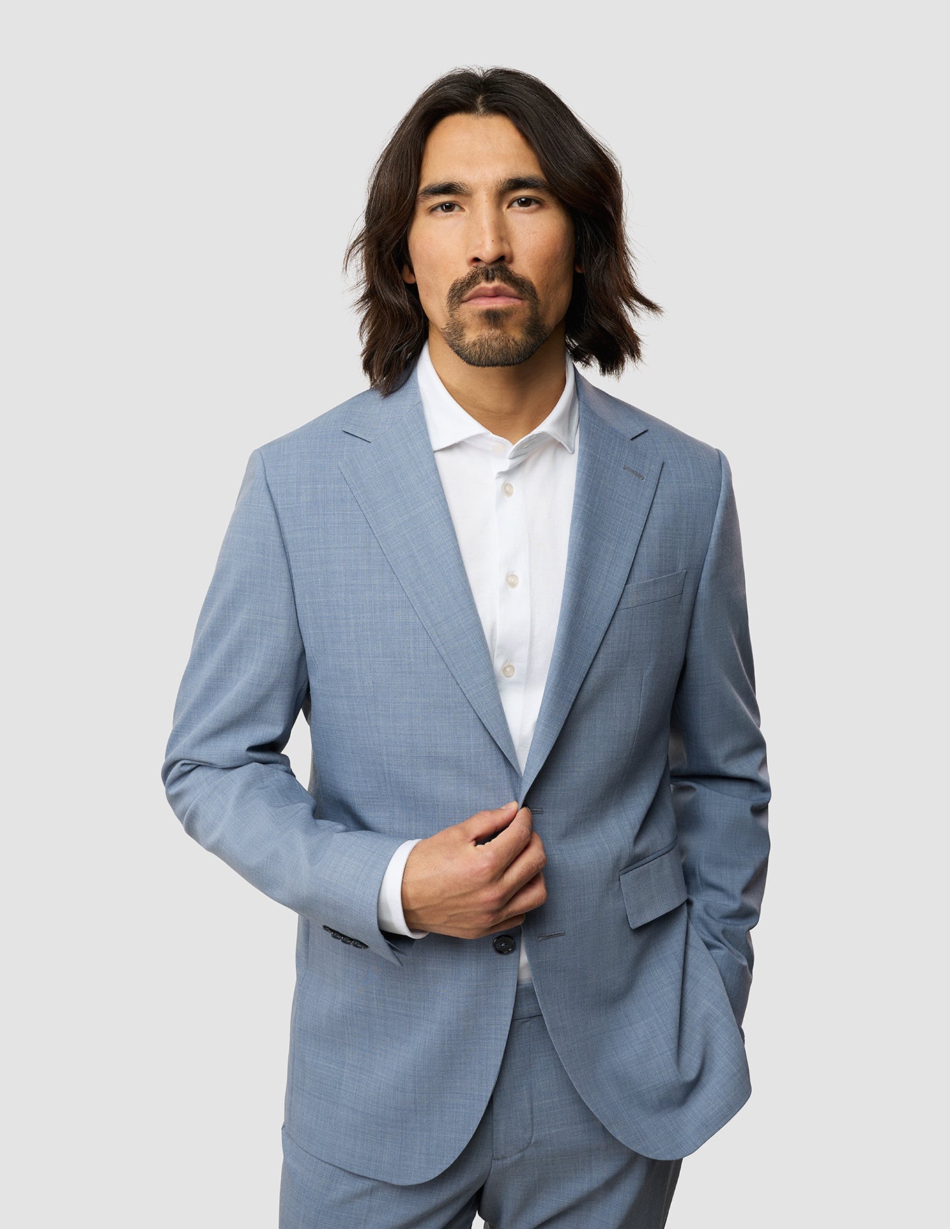 Tech Wool Blazer Light Blue Slim