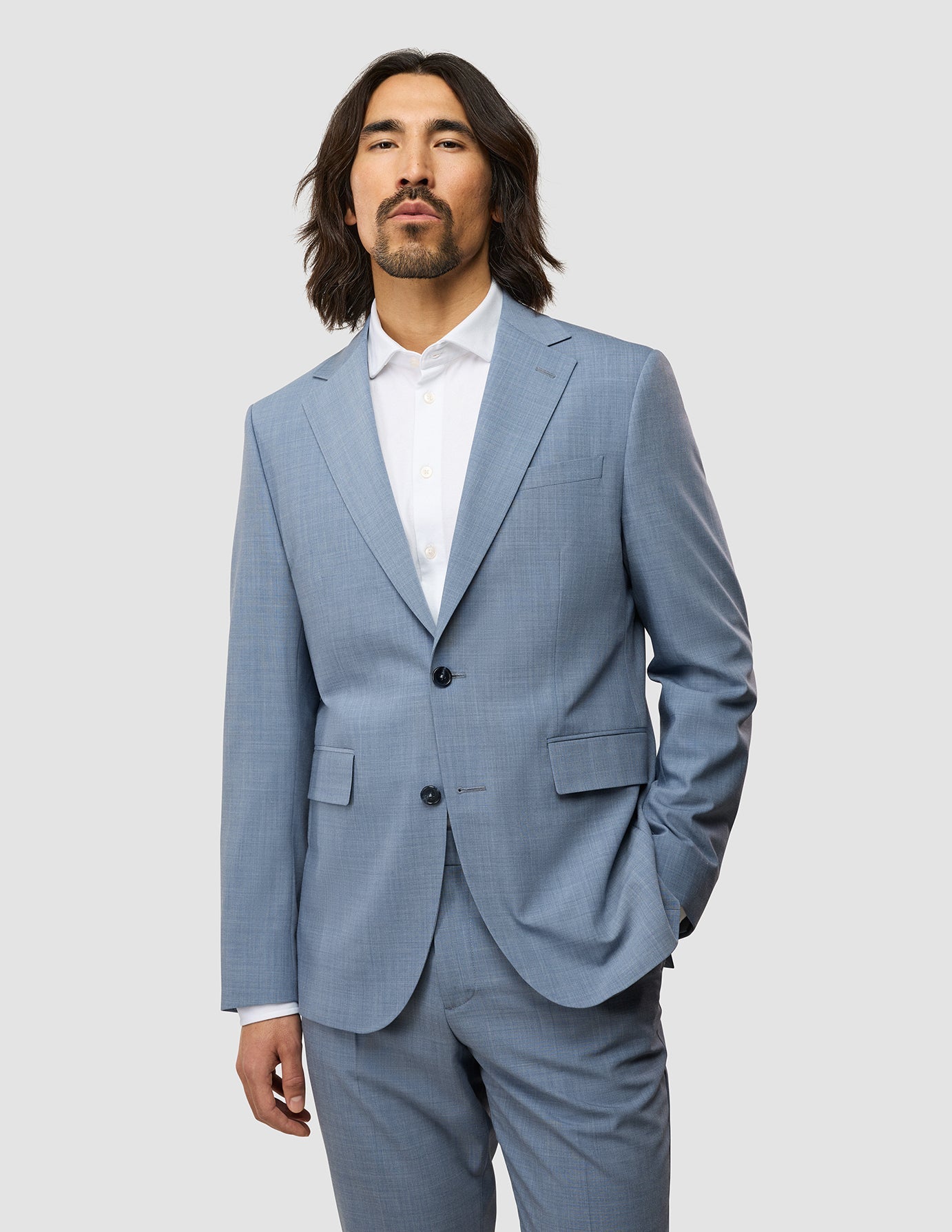 Tech Wool Blazer Light Blue Slim