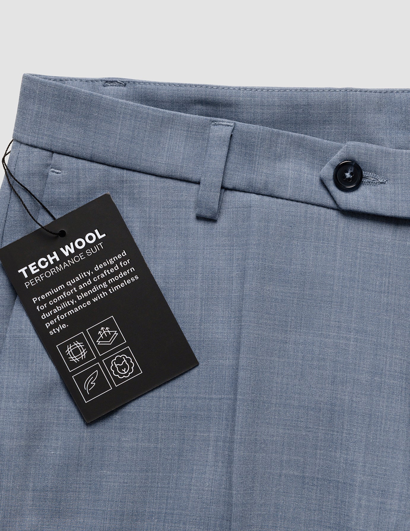 Tech Wool Suit Pants Slim Light Blue