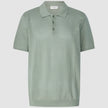 Textured Knitted Short Sleeve Polo Shirt Calm Green