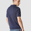 Textured Knitted Short Sleeve Polo Shirt Navy