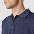 Textured Knitted Short Sleeve Polo Shirt Navy