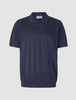Textured Knitted Short Sleeve Polo Shirt Navy