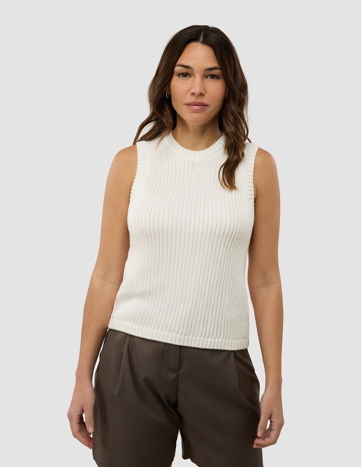 Women's Structured Knit Top Off White
