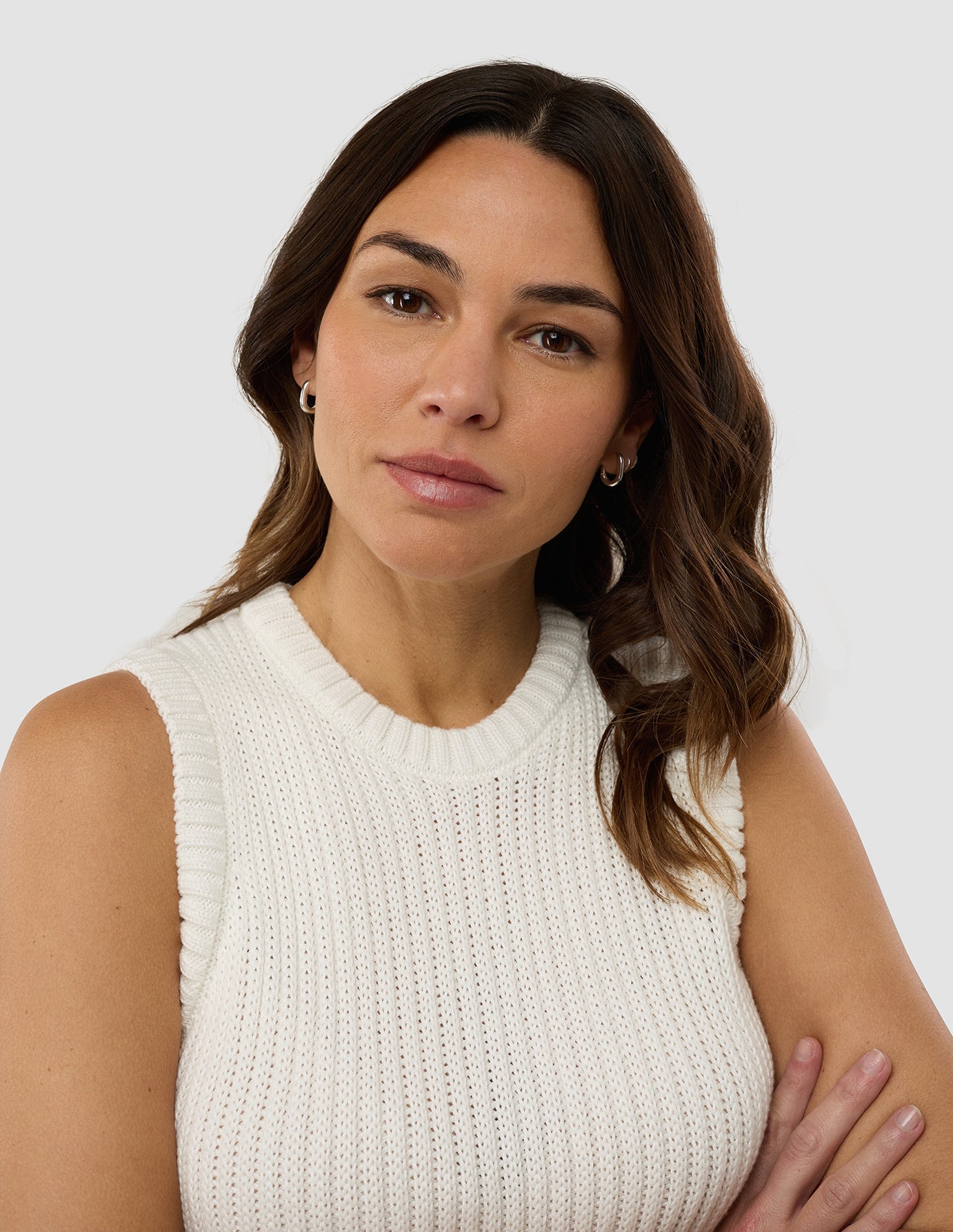 Women's Structured Knit Top Off White