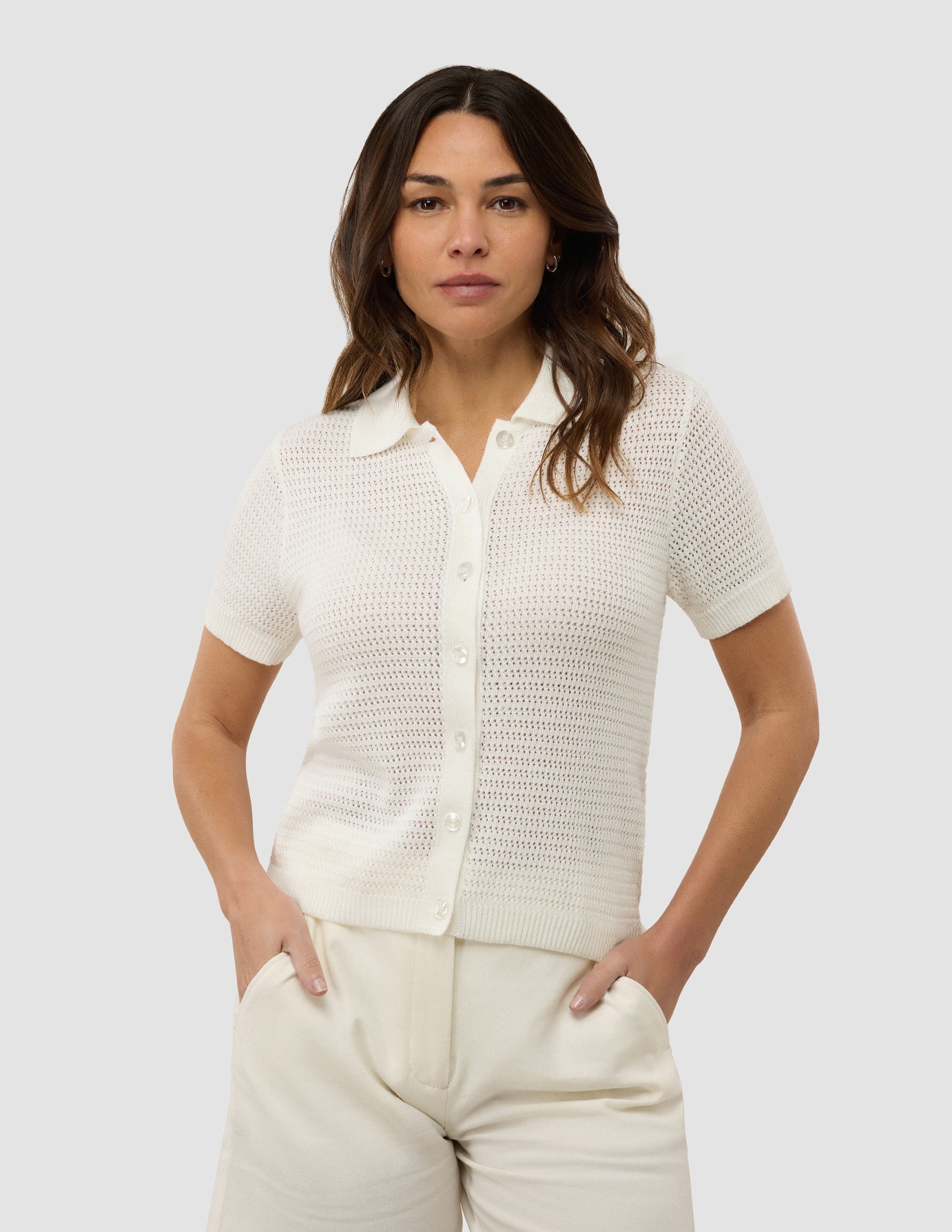 Women's Structured Polo Off White