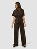 Women's Linen Shirt Short Sleeved Espresso