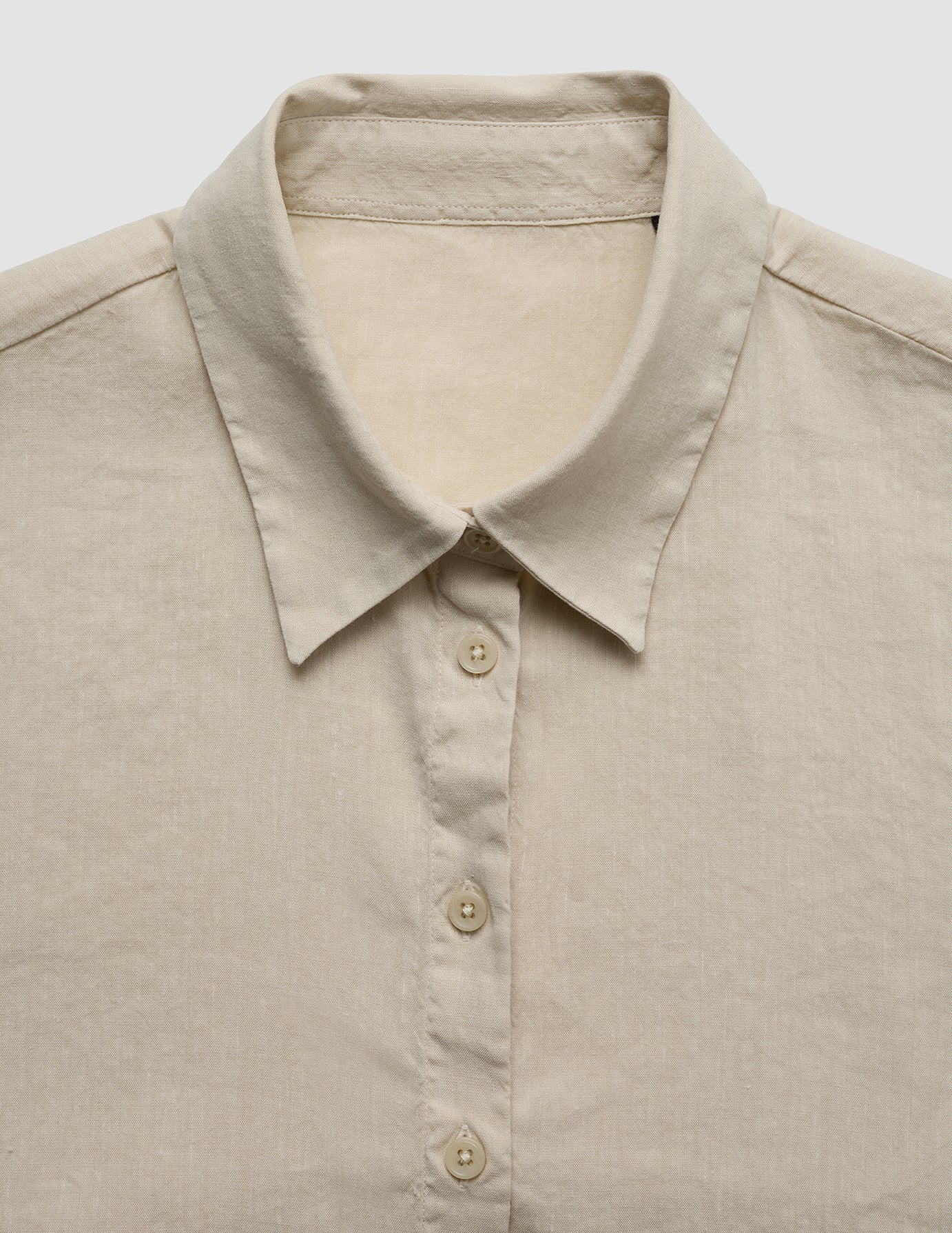 Women's Linen Shirt Short Sleeved Sandy Beige