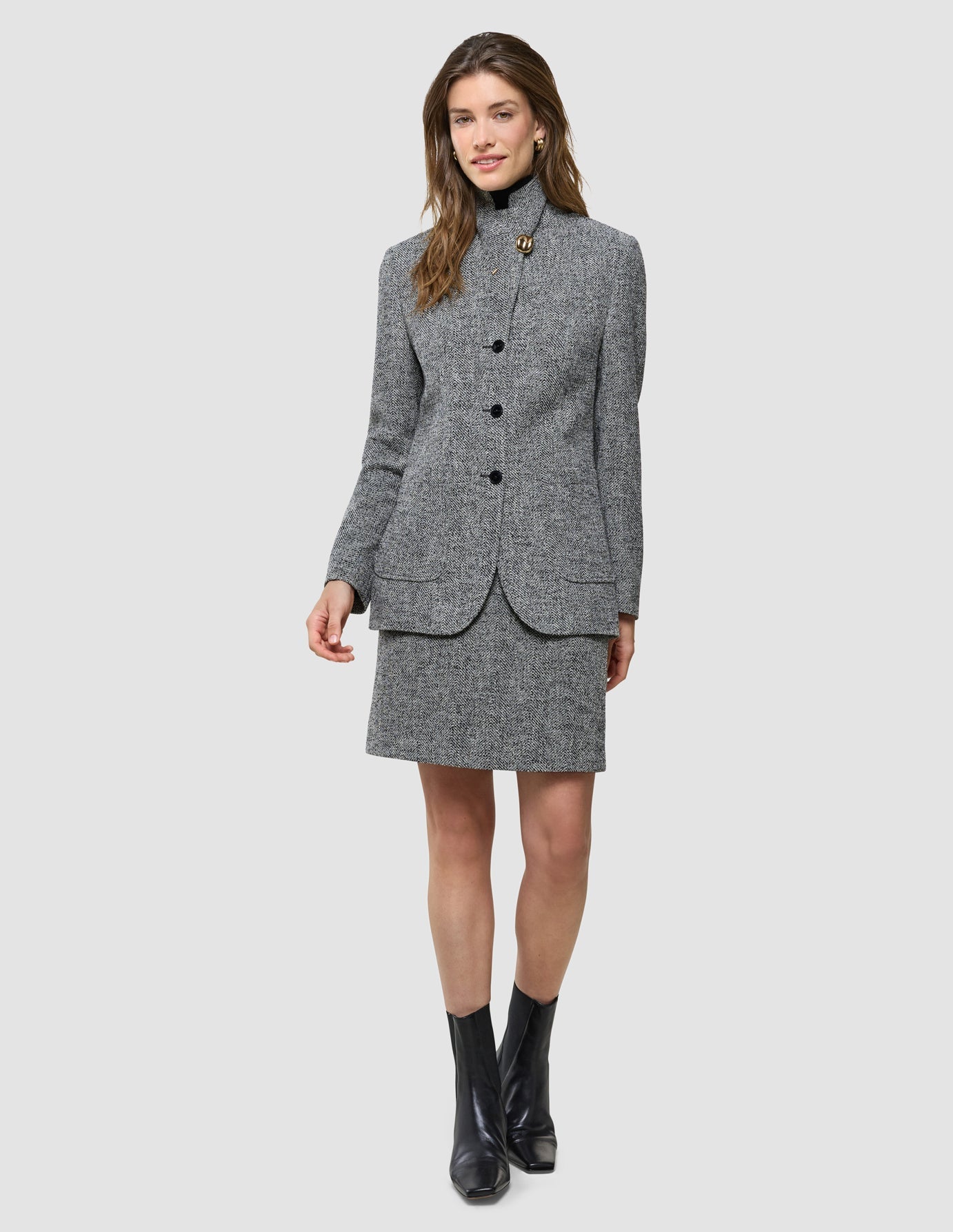 Women Ashryn Blazer Domino Herringbone