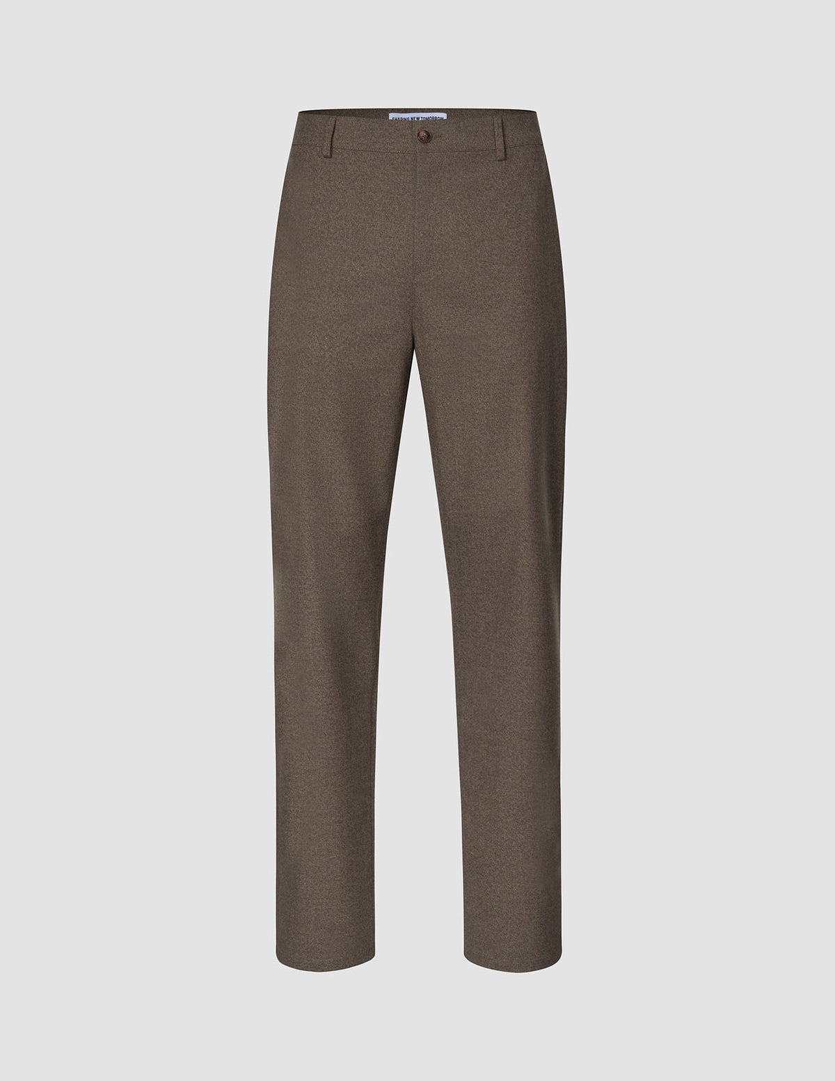 Atelier-byxor, avslappnad passform, mörkbeige: byxor i bruten twill med avslappnad passform och skandinavisk design, med knäppning och hällor.
