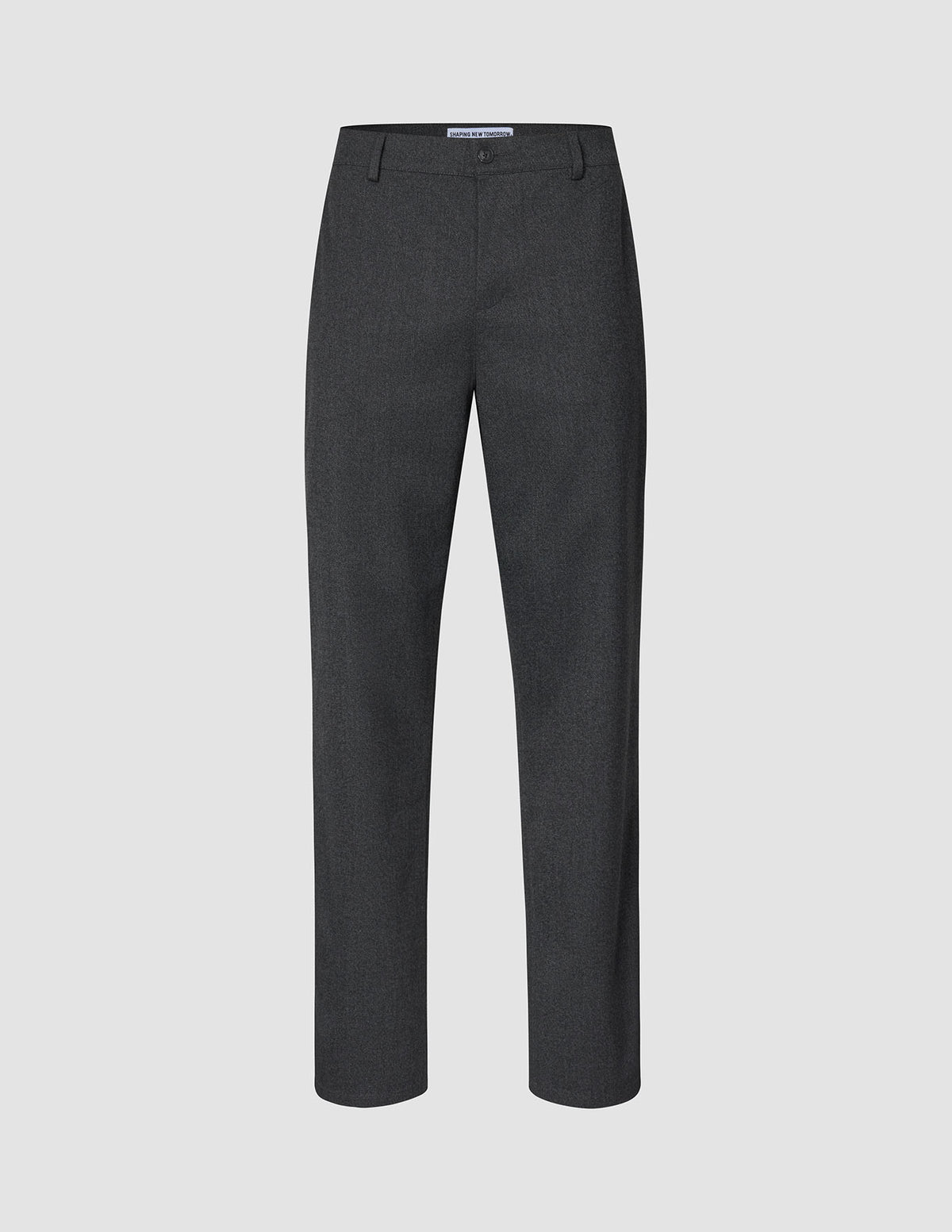 Atelier-byxor i mörkgrått, avslappnad modell i bruten twill med en ledig passform och knäppning framtill i en ren skandinavisk stil.