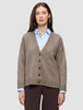Women's Chunky Soft Wool Knit Cardigan Taupe Melange