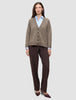 Women's Chunky Soft Wool Knit Cardigan Taupe Melange