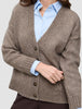 Women's Chunky Soft Wool Knit Cardigan Taupe Melange