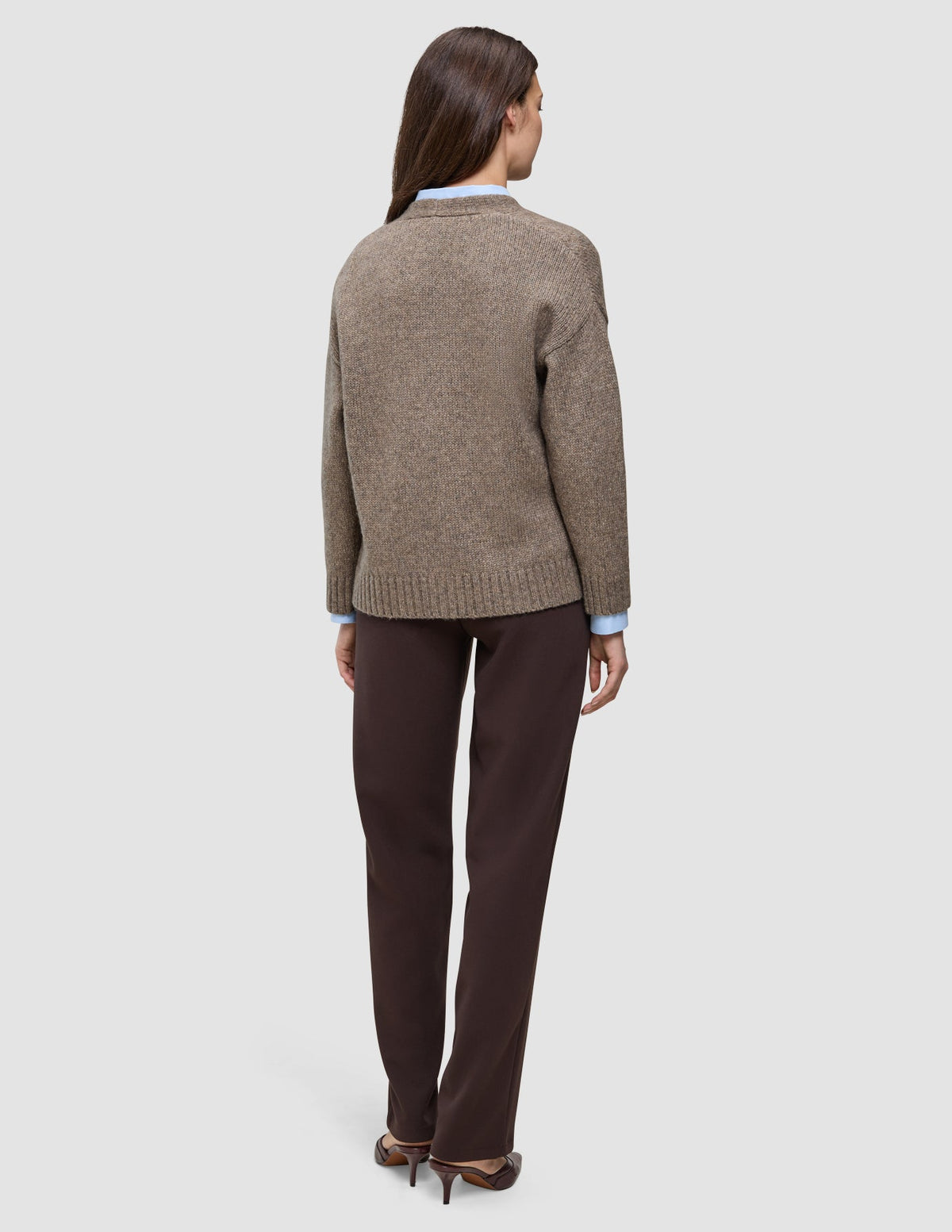 Women's Chunky Soft Wool Knit Cardigan Taupe Melange