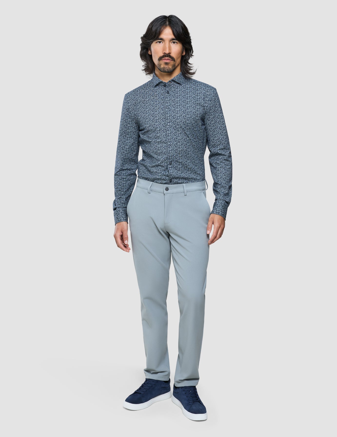 Classic Shirt Floral Allover Navy Slim