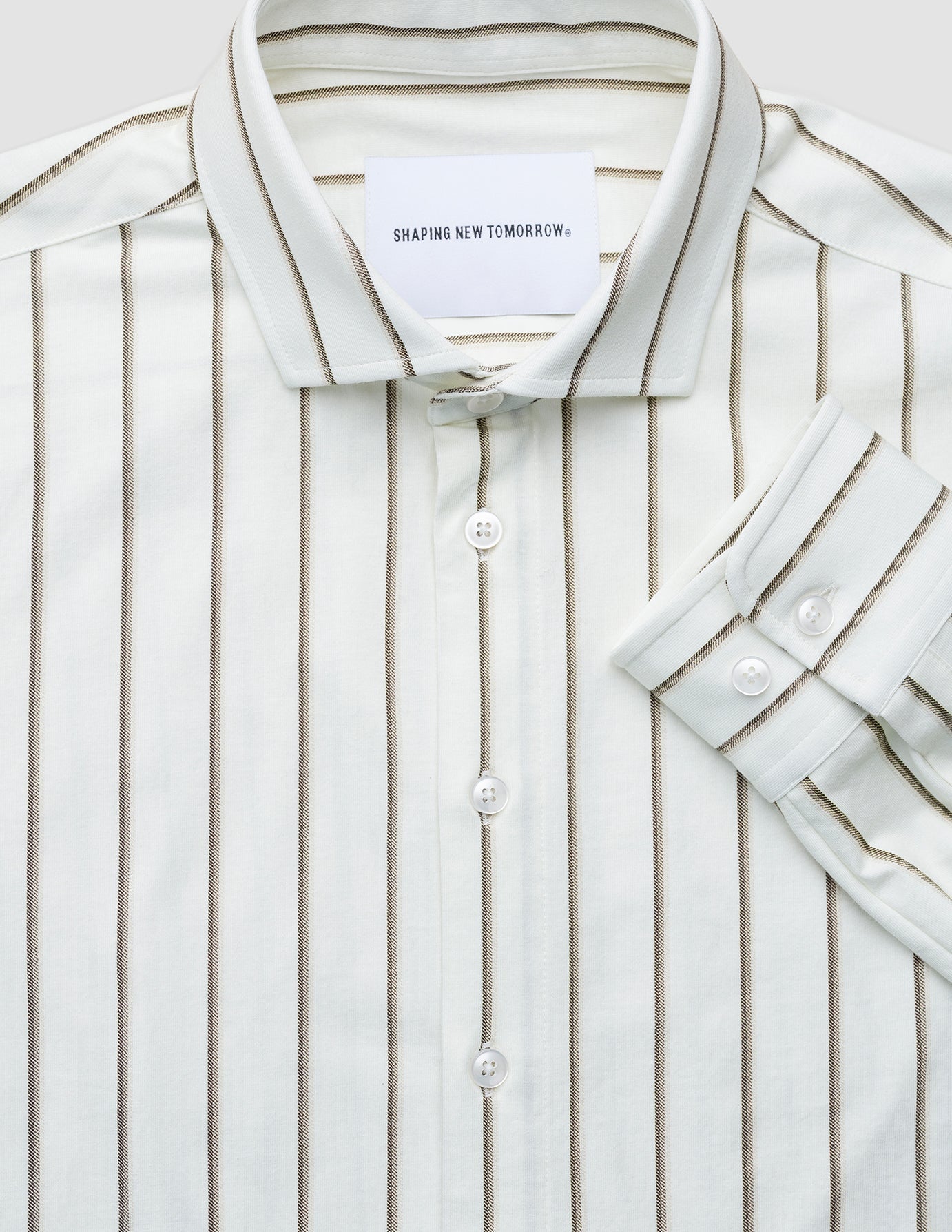 Classic Shirt Sand Herringbone Stripes Regular