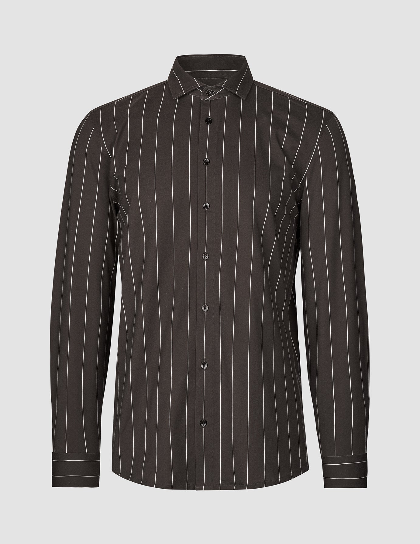 Classic Shirt Brown Pinstripes Regular