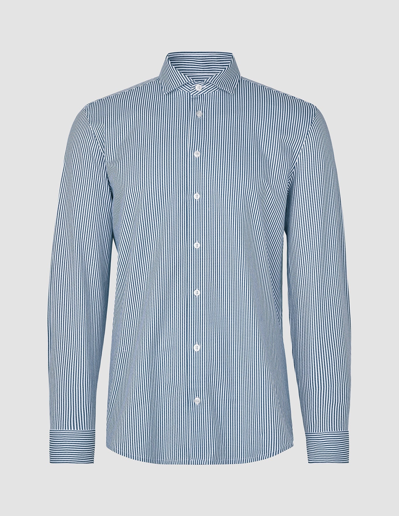 Classic Shirt Marine Herringbone Regular