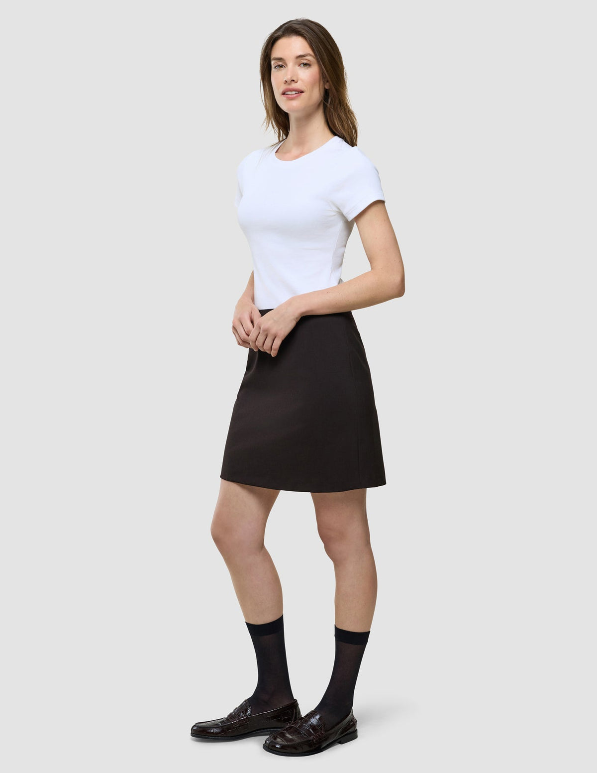 Women Ease Short Skirt Mocha Melange