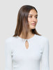 Women Fine Knit Rib Long Sleeve Off White