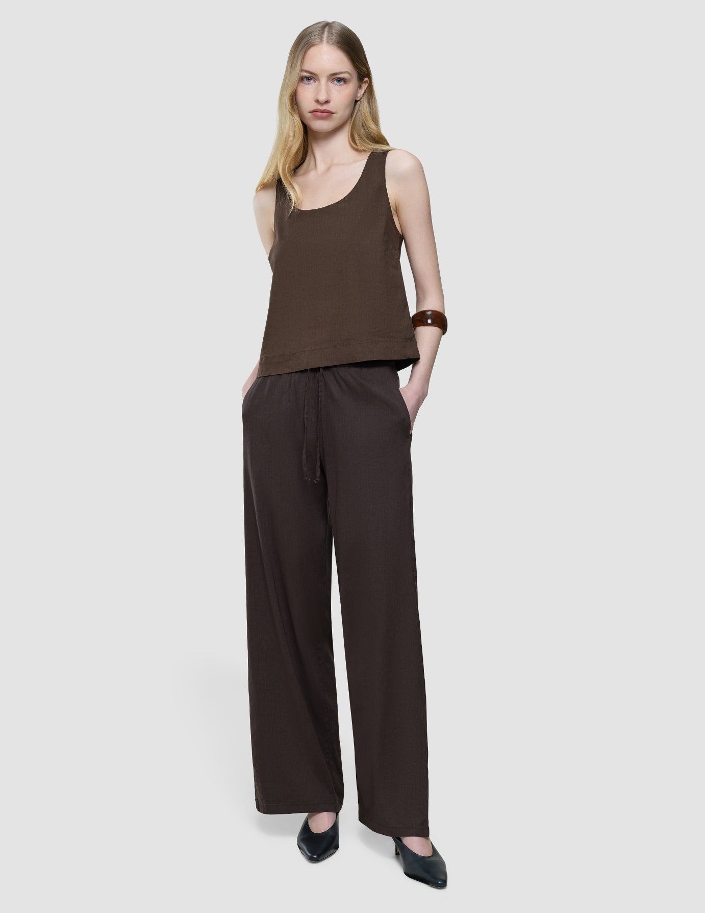 Women's Linen Pants Relaxed Espresso