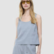 linen set stone grey top relaxed shorts