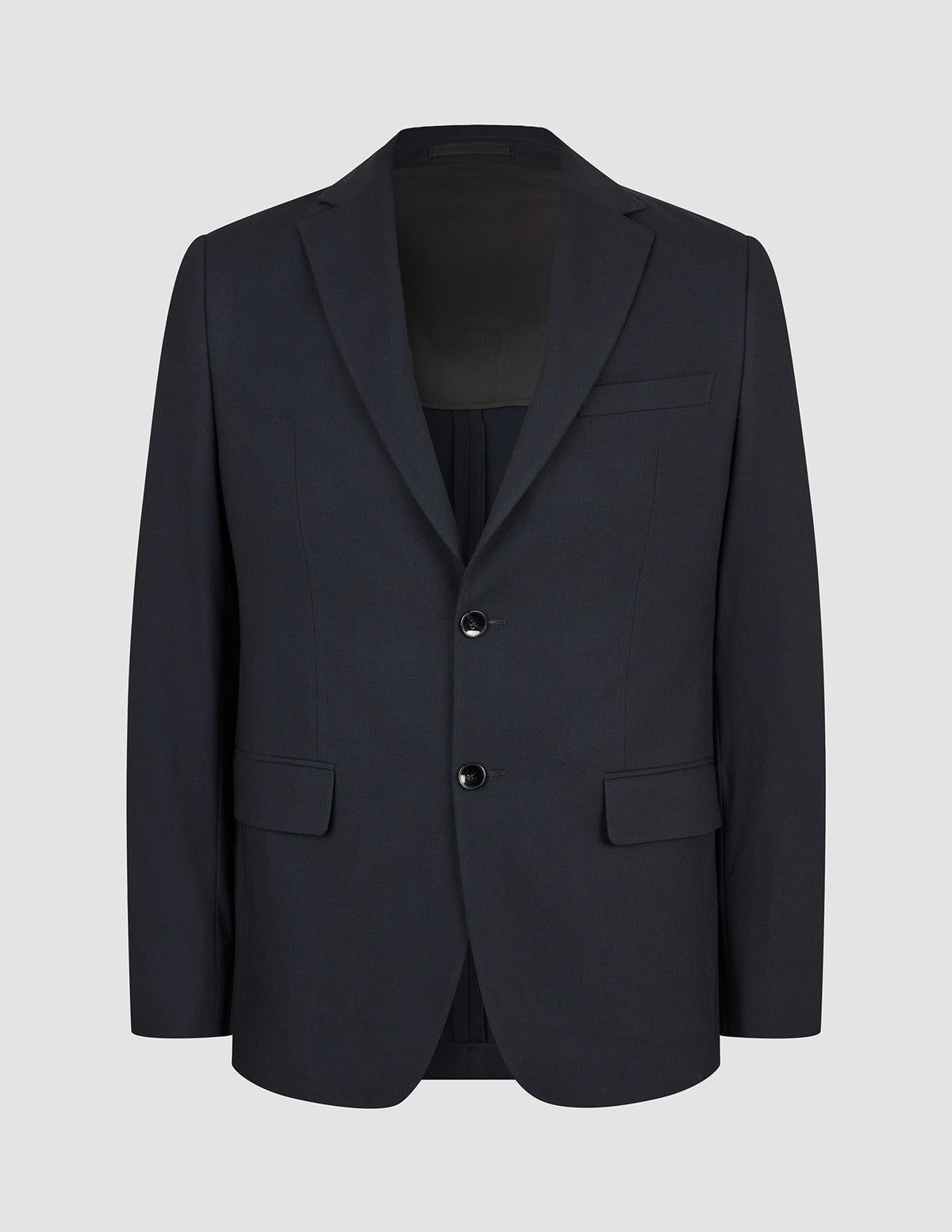 Motion Blazer Regular Midnight Blue – mörkblå blazer med 360°-stretch, skårad krage, två knappar och tre fickor.