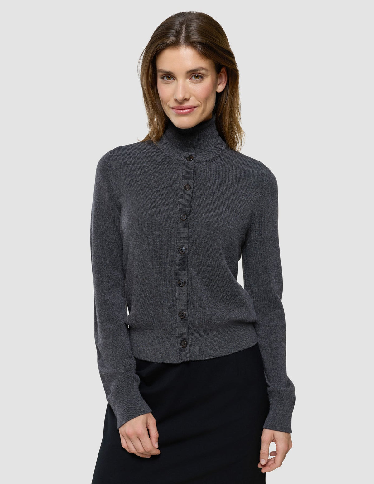 Women Quinn Crewneck Cardigan Cool Brown