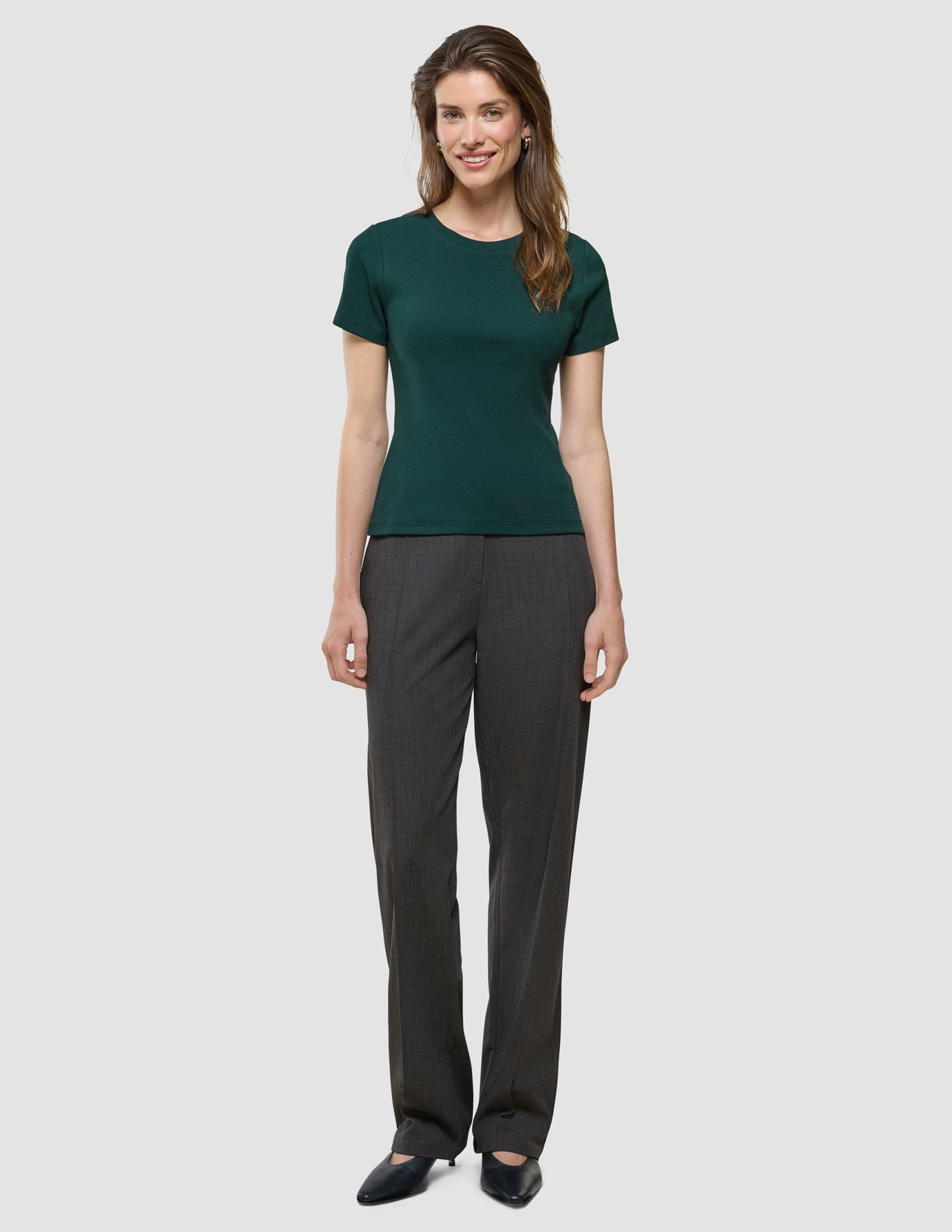 Women Rib T-shirt Evergreen