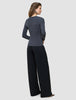 Women Rib T-shirt Long Sleeve Dark Grey Melange